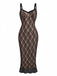 Khaki 1960s Lace Patchwork Spaghetti Strap Bodycon Dress - vintage dress, retro fashion