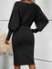 1960s Lantern Sleeve Cinched Waist Bodycon Knit Dress - vintage dress, retro fashion
