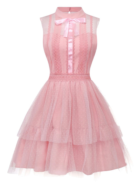 Pink Coquette Aesthetic Lace Dress