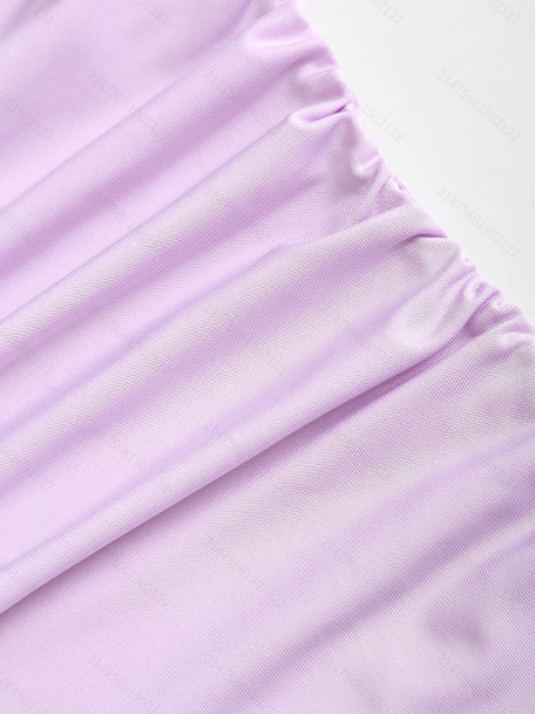 Purple 1960s Backless Ruffle Metal Detail Cake Dress - vintage dress, retro fashion