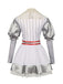 Silver 1960s Halloween IT Pennywise Striped Puff Sleeve Puffy Dress - vintage dress, retro fashion