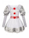 Silver 1960s Halloween IT Pennywise Striped Puff Sleeve Puffy Dress - vintage dress, retro fashion