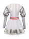 Silver 1960s Halloween IT Pennywise Striped Puff Sleeve Puffy Dress - vintage dress, retro fashion