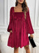 1960s Square Neck Puff Sleeve Velvet Pocket Babydoll Dress - vintage dress, retro fashion