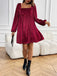1960s Square Neck Puff Sleeve Velvet Pocket Babydoll Dress - vintage dress, retro fashion