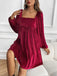 1960s Square Neck Puff Sleeve Velvet Pocket Babydoll Dress - vintage dress, retro fashion