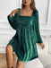1960s Square Neck Puff Sleeve Velvet Pocket Babydoll Dress - vintage dress, retro fashion