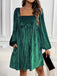 1960s Square Neck Puff Sleeve Velvet Pocket Babydoll Dress - vintage dress, retro fashion