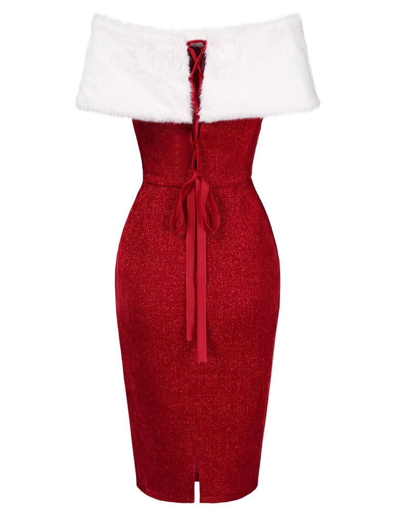 1960s Faux Fur Off-Shoulder Dress — a 1960s silhouette that turns sidewalks into runways
