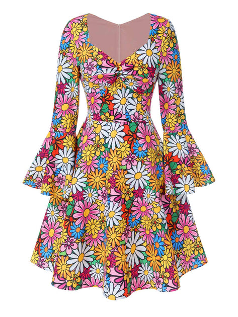denim dress flared Rose Flare Sleeve Dress – Cora & Viola main image 1