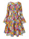 1960s Flare Sleeve Colorful Daisy Dress — a 1960s silhouette that turns sidewalks into runways