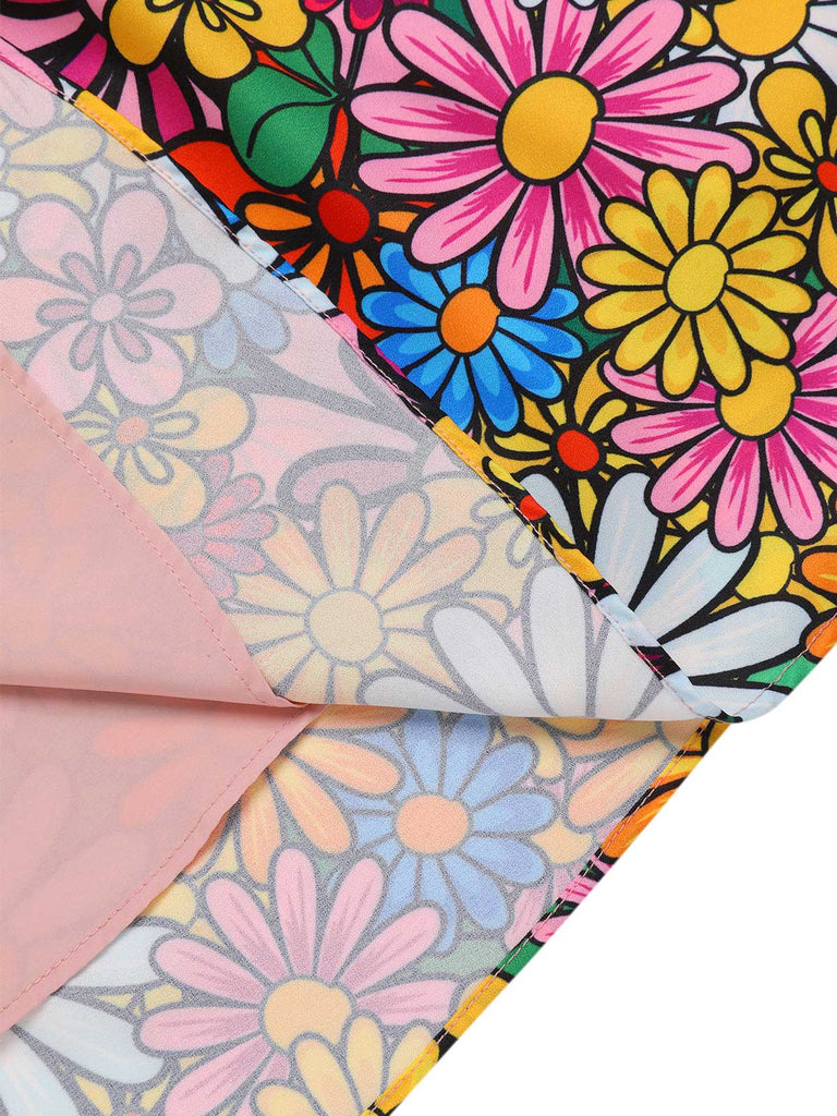 1960s Flare Sleeve Colorful Daisy Dress: where 1960s romance meets her modern spirit