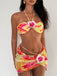 1960s Floral Print Halter Bikini Set & Bodycon Cover-Up - vintage fashion, retro style