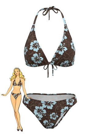 1960s Floral Tropical Bikini Set - vintage swimwear, retro swimsuit, pin-up style for vintage lovers