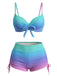 1960s Gradient Lace-Up Trunks Bikini Set - vintage fashion, retro style