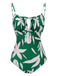 1960s Green Leaf Sleeveless Camisole Strap Swimsuit, vintage swimsuit, pin-up swimwear - perfect for women who love vintage and retro fashion