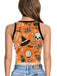 1960s Halloween Skull Pumpkin Crop Sleeveless Top - vintage fashion, retro style