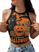 1960s Halloween Skull Pumpkin Crop Sleeveless Top - vintage fashion, retro style