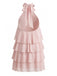 1960s Halter Backless Ruffle Swing Dress 5