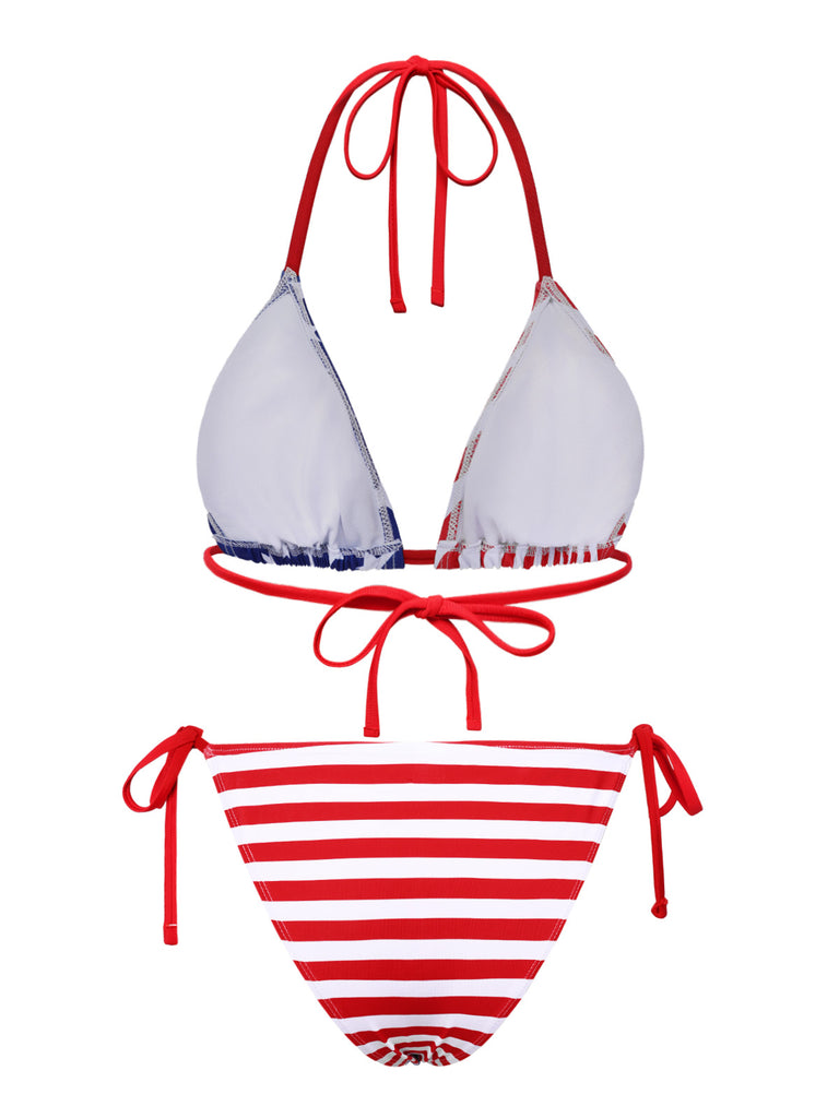 1960s Halter Contrast Stripes Stars Bikini — because 1960s glamour never goes out of style