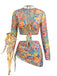 1940s Floral Print Bikini Set 4PCS, vintage swimsuit, pin-up swimwear - perfect for women who love vintage and retro fashion