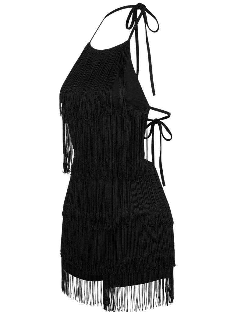 1960s Halter Fringe Backless Romper, vintage romper, retro jumpsuit - perfect for women who love vintage and retro fashion