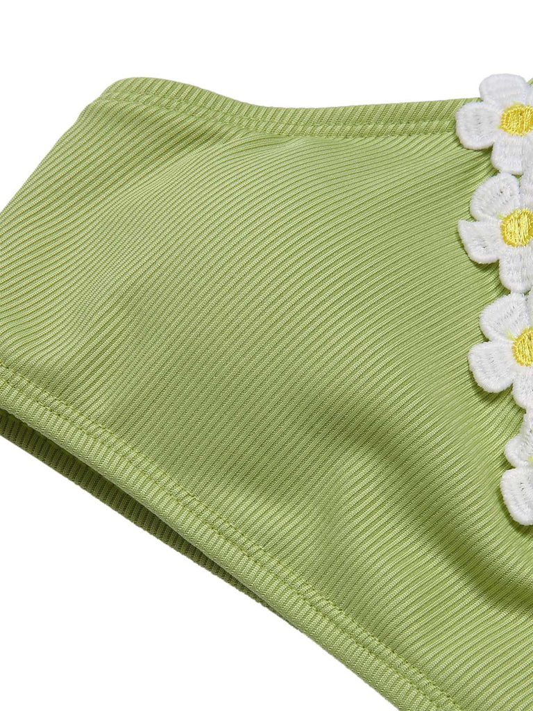 1960s Halter Knit Daisy Swimsuit — 1960s poolside glamour meets sun-drenched confidence