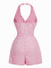 1960s Halter Pearl Button Solid Romper - vintage jumpsuit, retro fashion