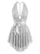 1960s Halter Plunging Sequins Bow-Tie Dress - vintage dress, retro fashion, elegant style for vintage lovers