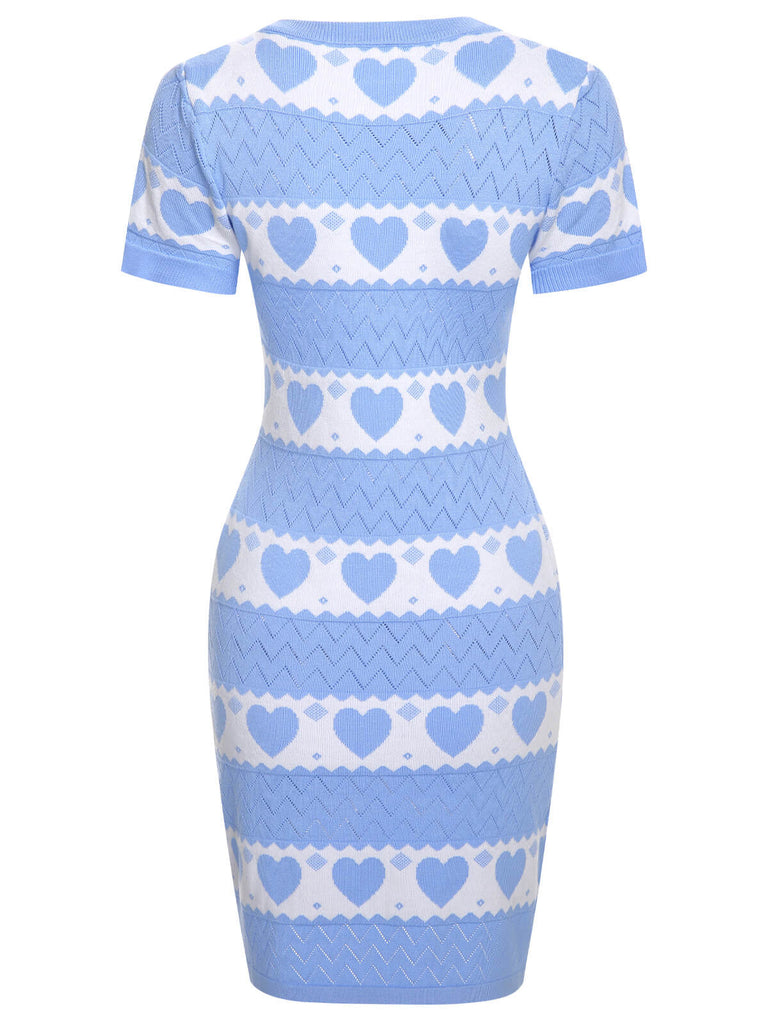 blue dress with red hearts Never Fully Dressed Katie Heart Mesh Dress | Print/Blue | Size 4