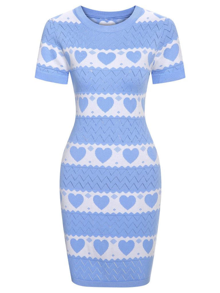 1960s Heart Short Sleeved Knitted Dress 1960s Heart Short Sleeved Knitted Dress