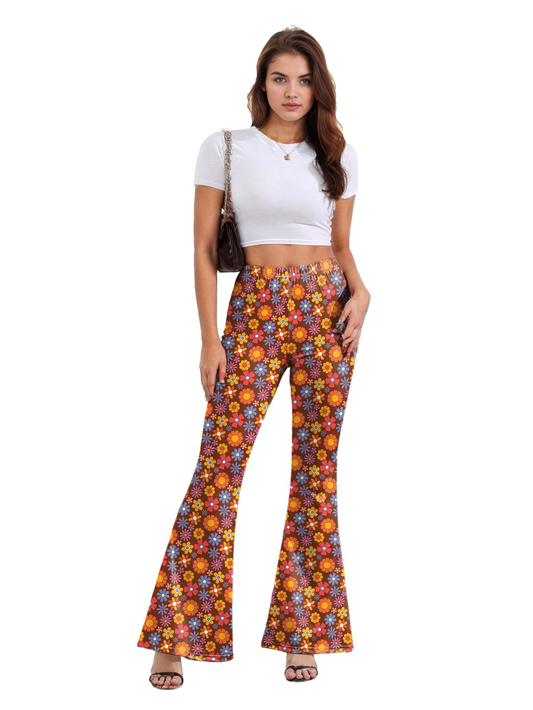 1960s High Waist Floral Flare Pants, vintage fashion, retro style - perfect for women who love vintage and retro fashion