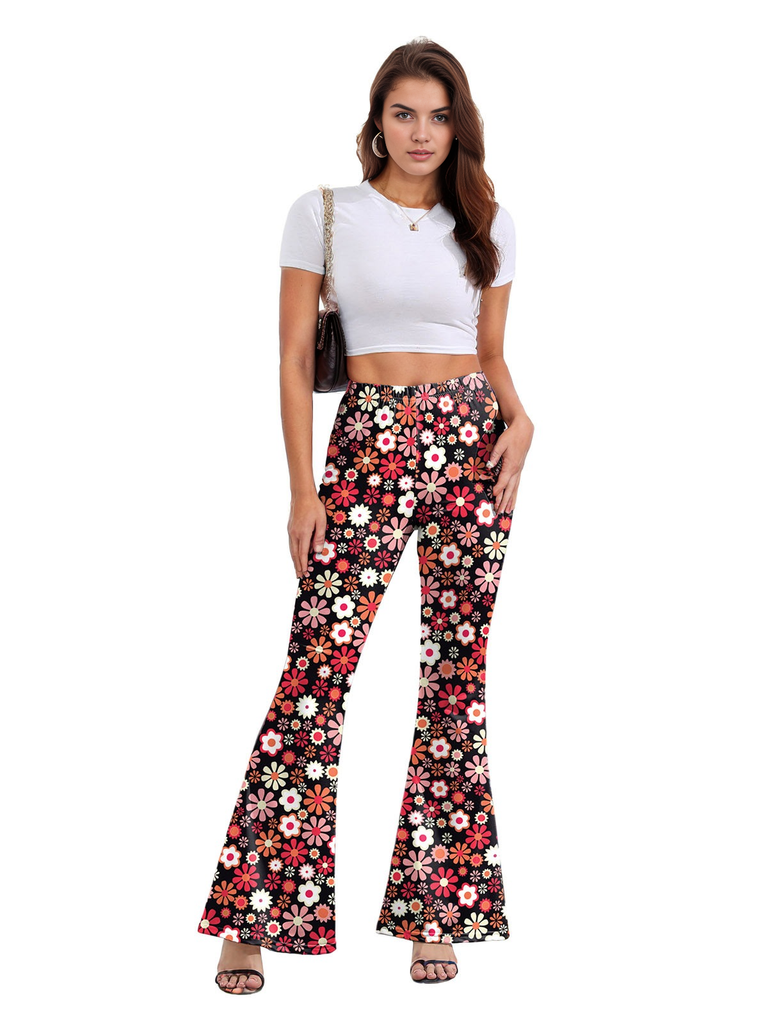 1960s High Waist Floral Flare Pants, vintage fashion, retro style - perfect for women who love vintage and retro fashion
