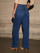 1960s High Waist Wide-Leg Patch Pocket Jeans - vintage fashion, retro style