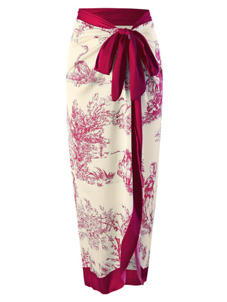 She finds her 1960s story in this 1960s Ink Floral Patchwork Tie-Up Cover-Up