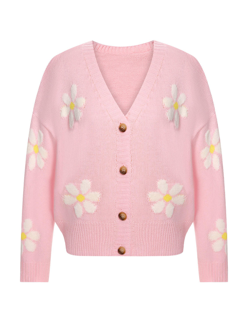 1960s Jacquard Floral Knitted Cardigan | Retro Stage