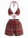 1960s Knitted Striped Halter Triangle Bikini Set - vintage fashion, retro style