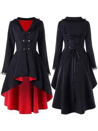 She throws on this 1960s Lace Buttoned Irregular Hem Coat and the city feels like 1960s Paris