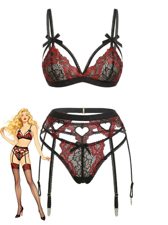 1960s Lace Heart Design Lingerie Set - vintage fashion, retro style