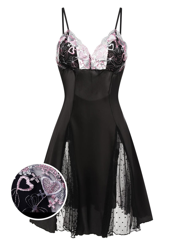 She slips into this 1960s Lace Spaghetti Straps Satin Nightgown and suddenly it's a 1960s daydream