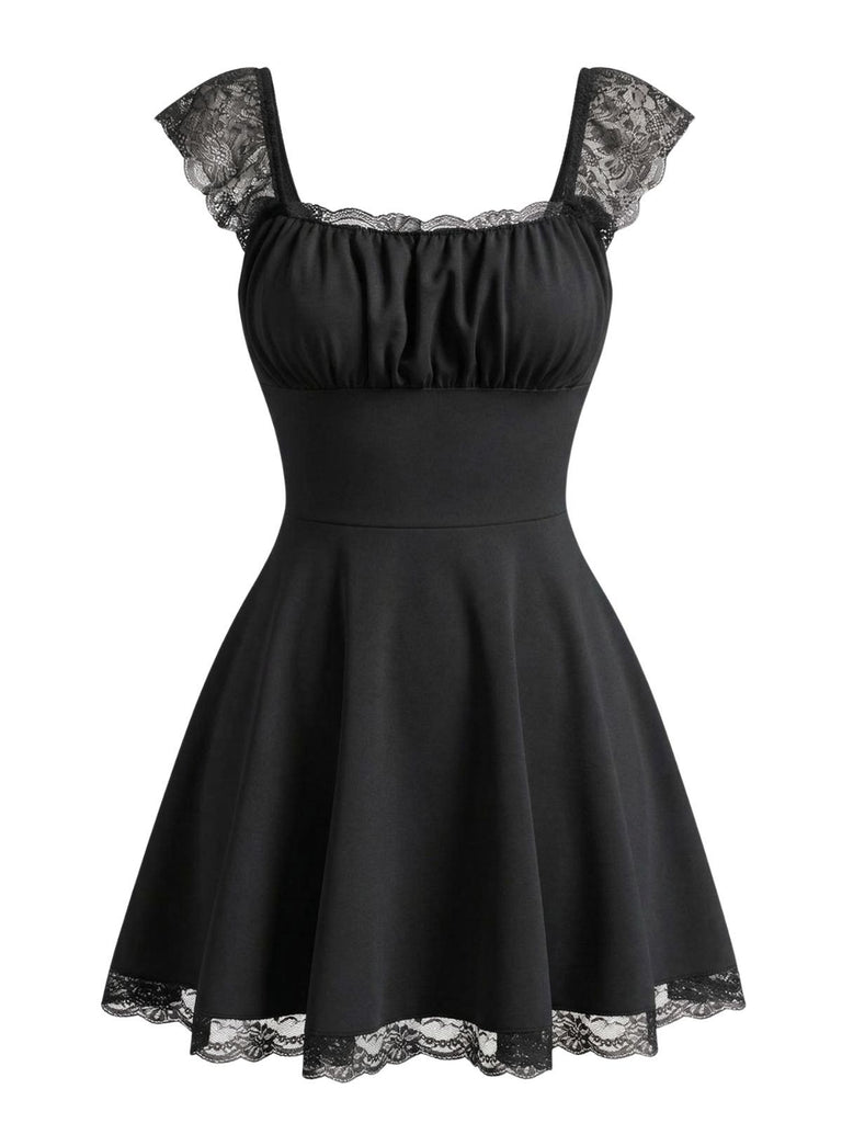 1960s Lace Square Neck Backless French Dress - vintage dress, retro fashion for women