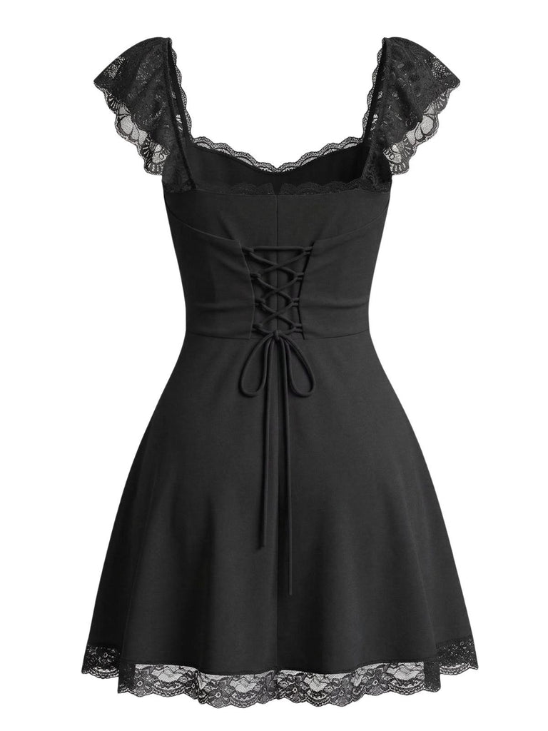 1960s Lace Square Neck Backless French Dress - vintage dress, retro fashion for women