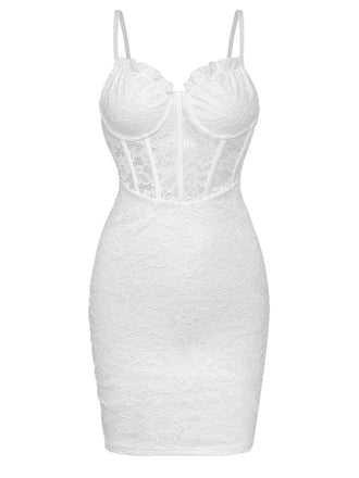 1960s Lace Suspender Corset Bodycon Dress - vintage dress, retro fashion