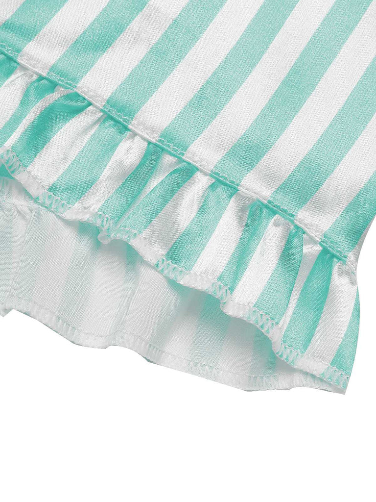 1960s Lapel Stripes Satin Pajamas Set: timeless 1960s elegance she makes her own