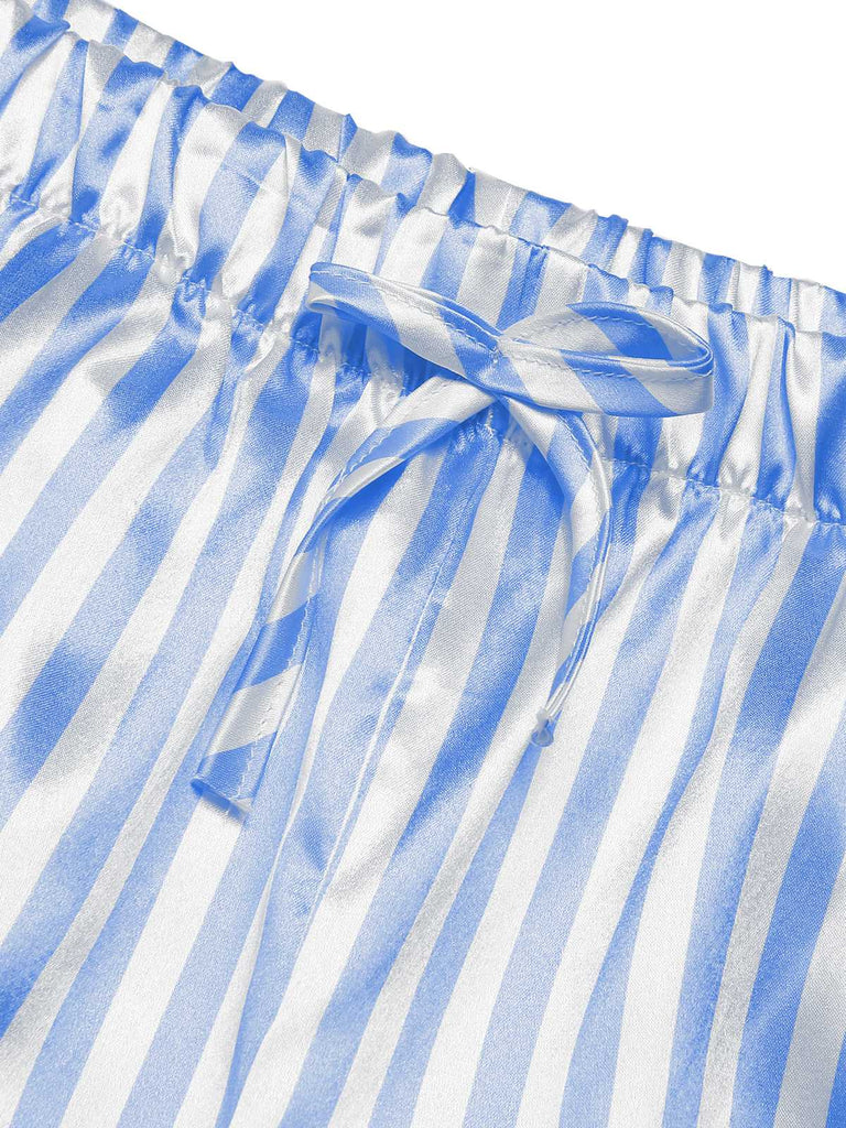 1960s Lapel Stripes Satin Pajamas Set: timeless 1960s elegance she makes her own