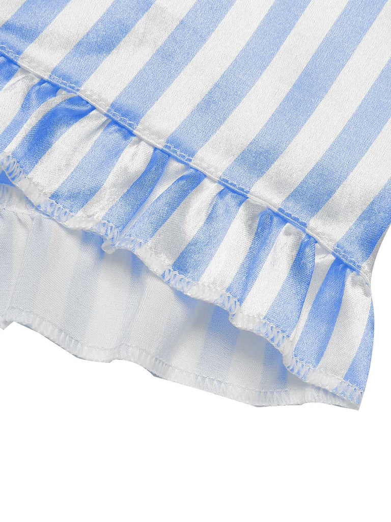 This 1960s Lapel Stripes Satin Pajamas Set whispers 1960s secrets to those who notice