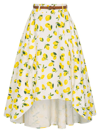 She sways in this 1960s Lemon Umbrella Belt Skirt and it's pure 1960s magic