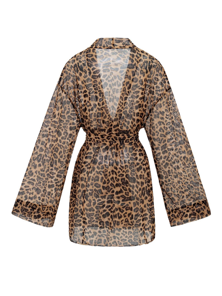 1960s Leopard Beach Lace-Up Cover-Up - vintage fashion, retro style