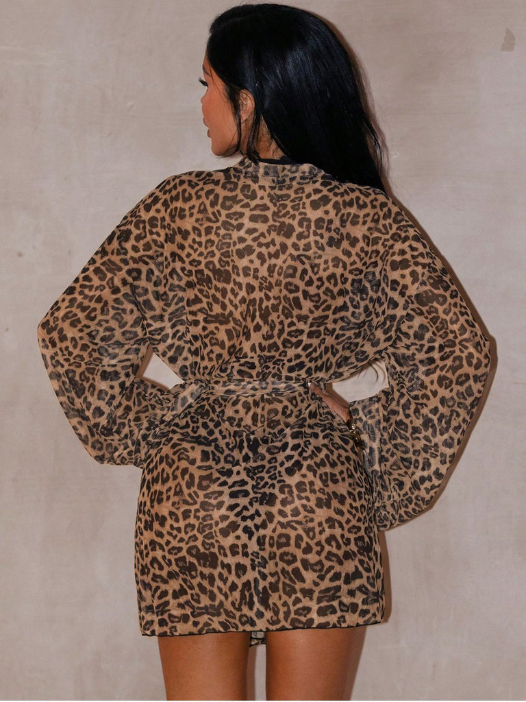 1960s Leopard Beach Lace-Up Cover-Up - vintage fashion, retro style