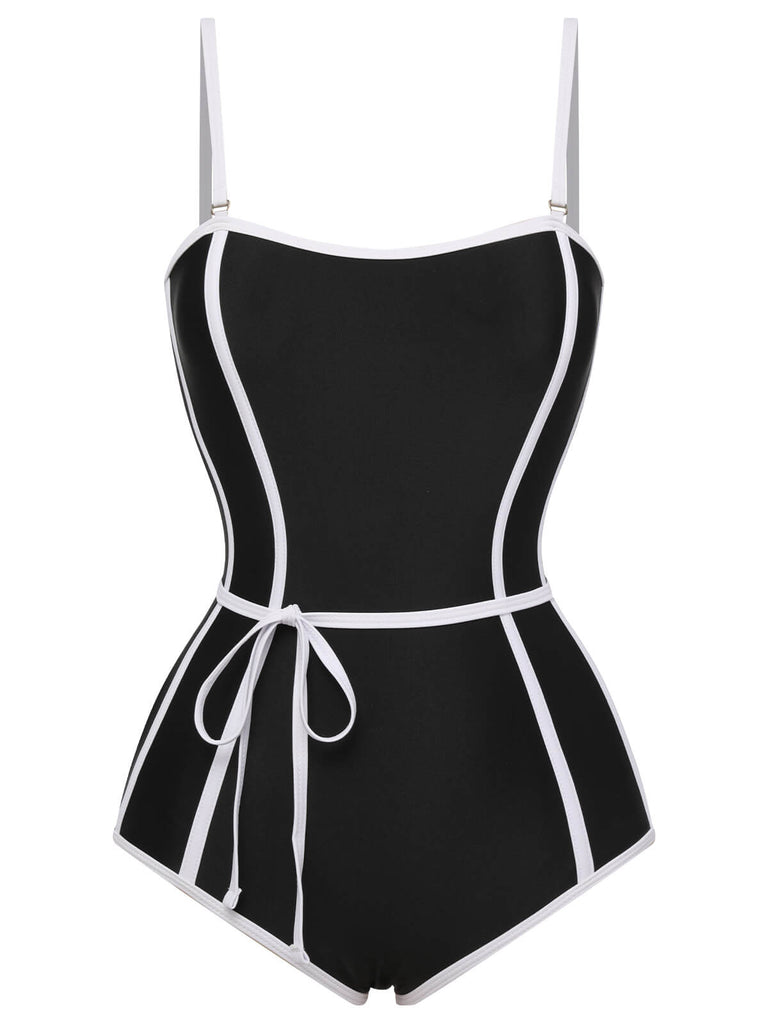 Black 1960s Lined Sling One-Piece Swimsuit, vintage swimsuit, pin-up swimwear - perfect for women who love vintage and retro fashion